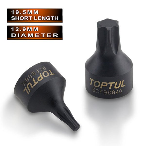 Toptul Stubby Star (Torx) Bit Socket Black Phosphate 1/4in Dr. x T6