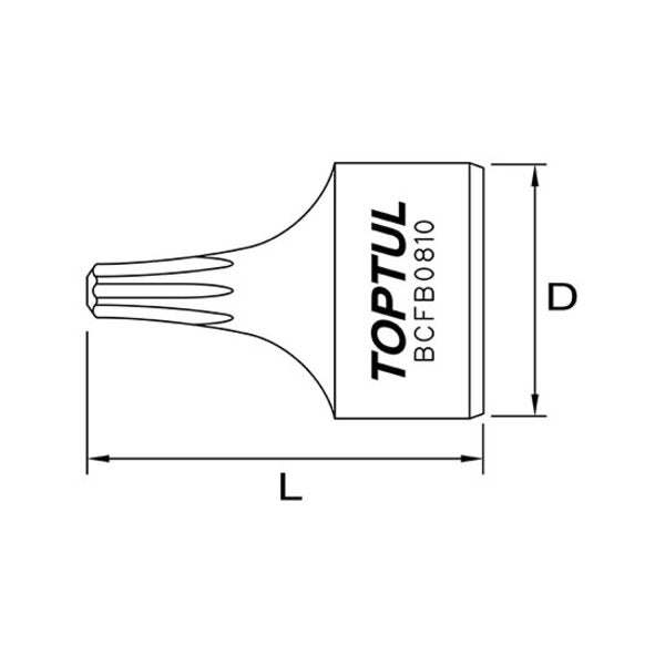 Toptul Stubby Star (Torx) Bit Socket Black Phosphate 1/4in Dr. x T7