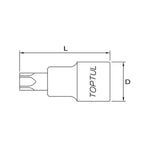 Toptul Star (Torx) Tamperproof Bit Socket 1/2in Dr. x T60