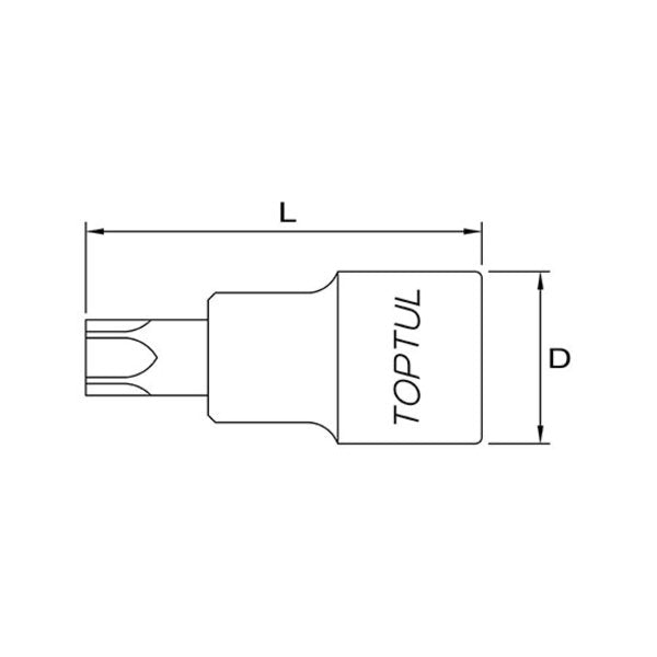 Toptul Star (Torx) Tamperproof Bit Socket 1/2in Dr. x T50