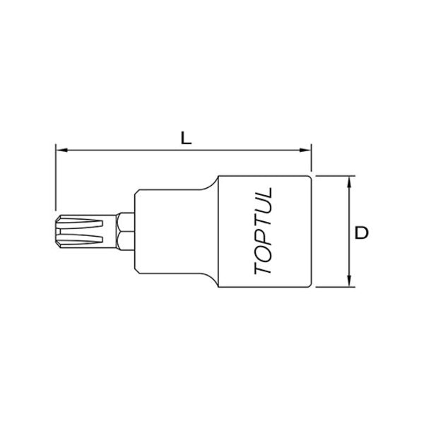 Toptul Ribe Bit Socket 1/2in Dr. x M5 x 55mm