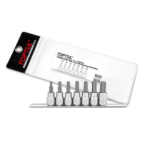 Toptul 7pc 3/8in Dr. Hex Bit Socket Rail Set - Metric