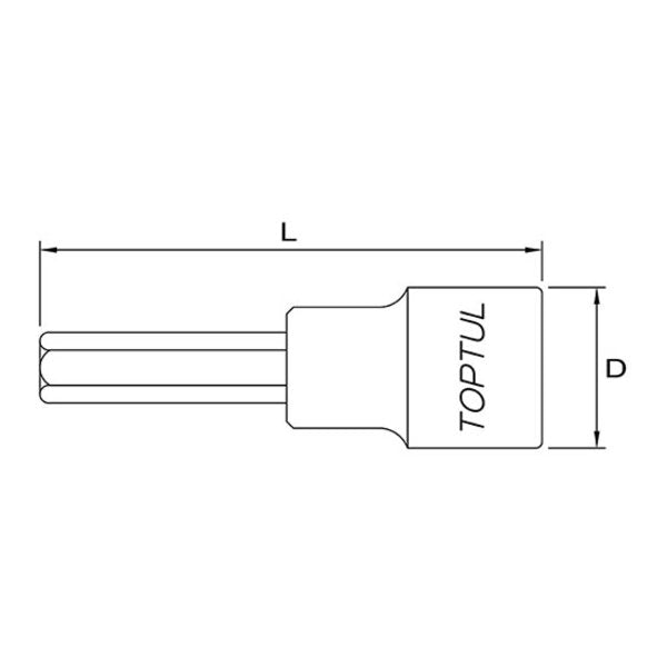 Toptul 1/2in Dr. Hex Bit Socket Long 10mm x 80mm