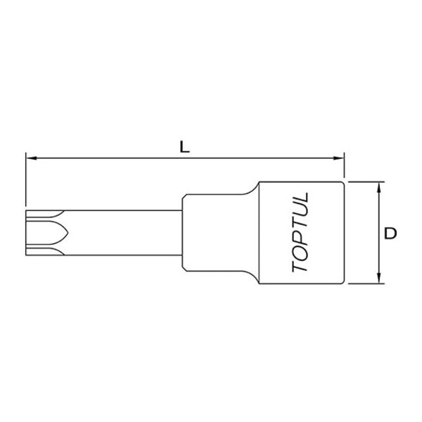 Toptul 1/2 Dr. Star (Torx) Bit Socket Long 1/2in Dr. x T55 x 80mm
