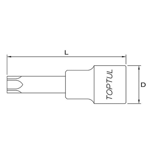 Toptul Star (Torx) Bit Socket Extra Long 1/2in Dr. x T40 x 120mm