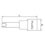Toptul Star (Torx) Tamperproof Bit Socket Extra Long 1/2in Dr. x T45 x 120mm