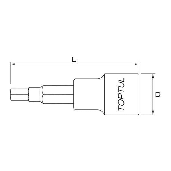 Toptul Hex Bit Socket Satin Chrome 1/2in Dr. x 5mm x 180mm