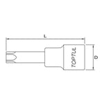 Toptul Star (Torx) Tamperproof Bit Socket Extra Long 1/2in Dr. x T55 x 140mm