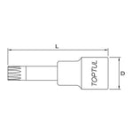 Toptul Spline Bit Socket Extra Long 1/2in Dr. x M10 x 140mm