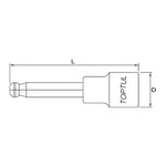 Toptul Ball Point Bit Socket Extra Long 1/2in Dr. x 6mm x 140mm