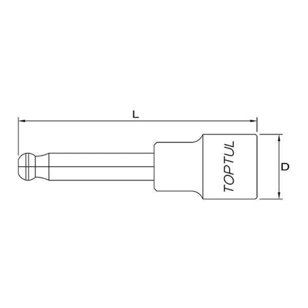 Toptul Ball Point Bit Socket Extra Long 1/2in Dr. x 6mm x 140mm