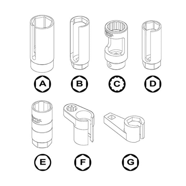 Toptul 7pc Sensor & Sending Unit Socket Set
