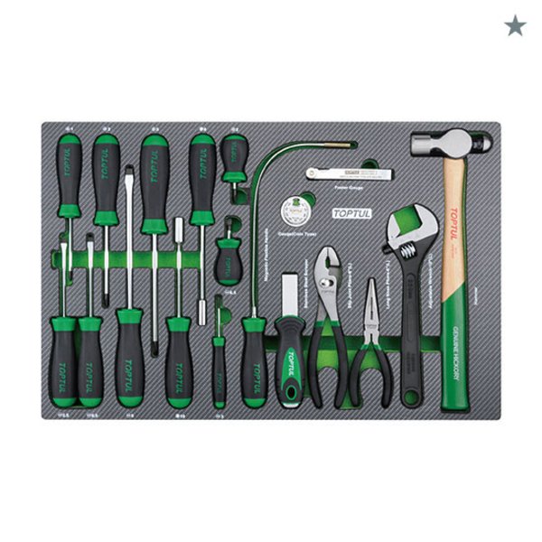 Toptul 19pc Combination Tool Set (Modular Insert Tray System)