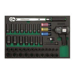 Toptul 46pc 1/2in Dr. Torque Wrench & Air Impact Wrench Socket Set (Modular Insert Tray System)