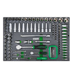 Toptul 133pc 1/4in & 1/2in Dr. 6pt Flank Socket Set (Modular Insert Tray System)