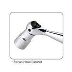 Toptul 1/4in Dr. 90T Mini Swivel-Head Ratchet Handle