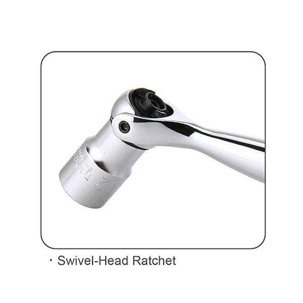 Toptul 1/4in Dr. 90T Mini Swivel-Head Ratchet Handle