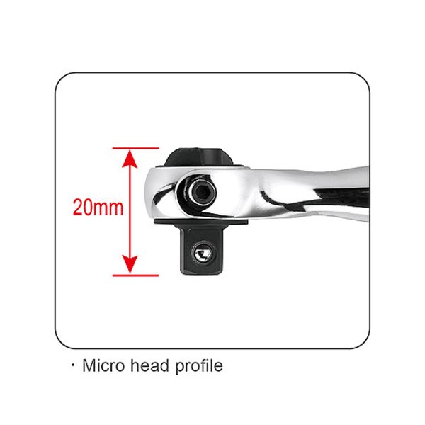 Toptul 1/4in Dr. 90T Mini Swivel-Head Ratchet Handle
