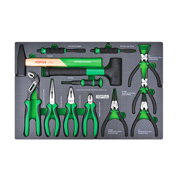 Toptul 13pc Pliers & Hammer Set Black Phosphate (Modular Insert Tray System)