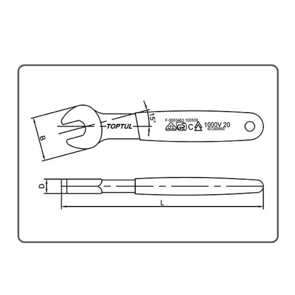 Toptul 17mm VDE Insulated Single Open End Wrench