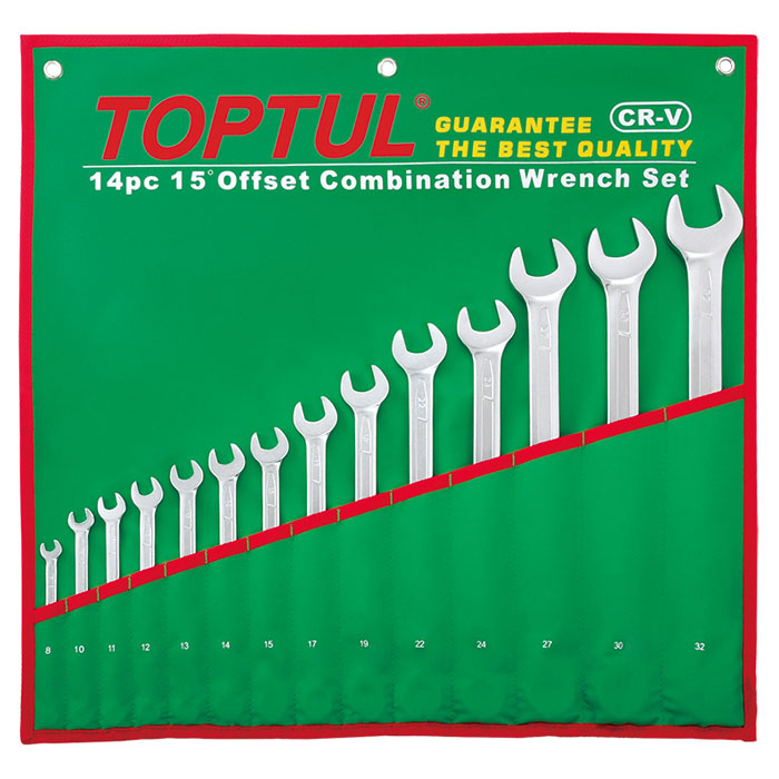 Toptul 14pc Long Combination Spanner Set - Metric