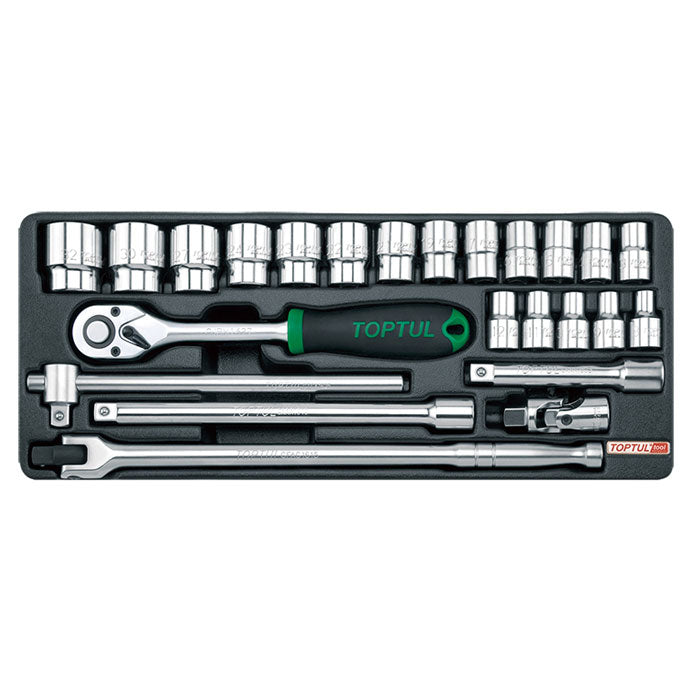 Toptul 24pc 1/2in Dr. 6pt Socket Set