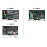 Toptul 157pc Mechanical Tool Set 3 Drawer Chest Pro-Line Series (Green)