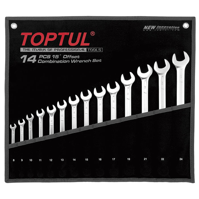 Toptul 14pc Long Combination Spanner Set - Metric