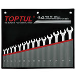 Toptul 14 Pce 15° Offset Pro-Line Combination Metric Spanner Set in Pouch