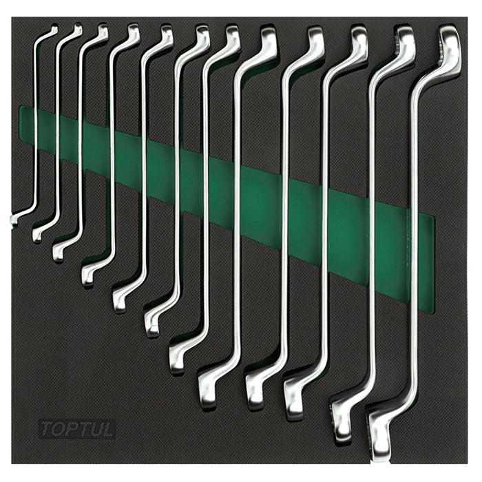 Toptul 12 Pce 75° Offset Double Ring Spanner Set - Metric (Modular Insert Tray System)