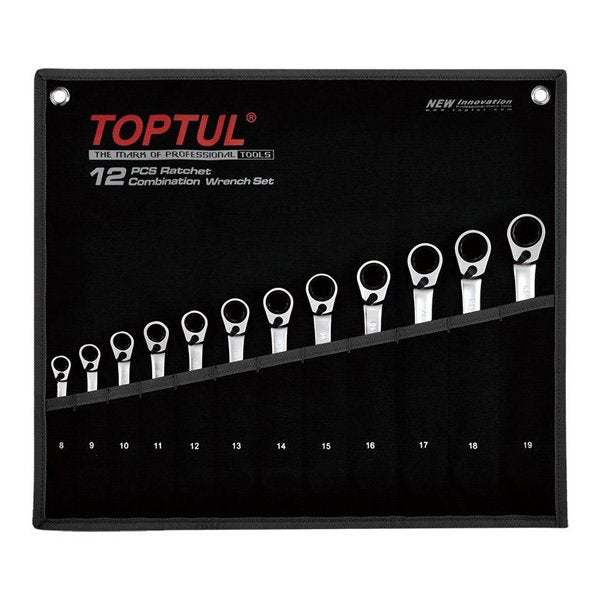 Toptul 12 Pce Reversible Ratchet Combination Spanner Set Metric