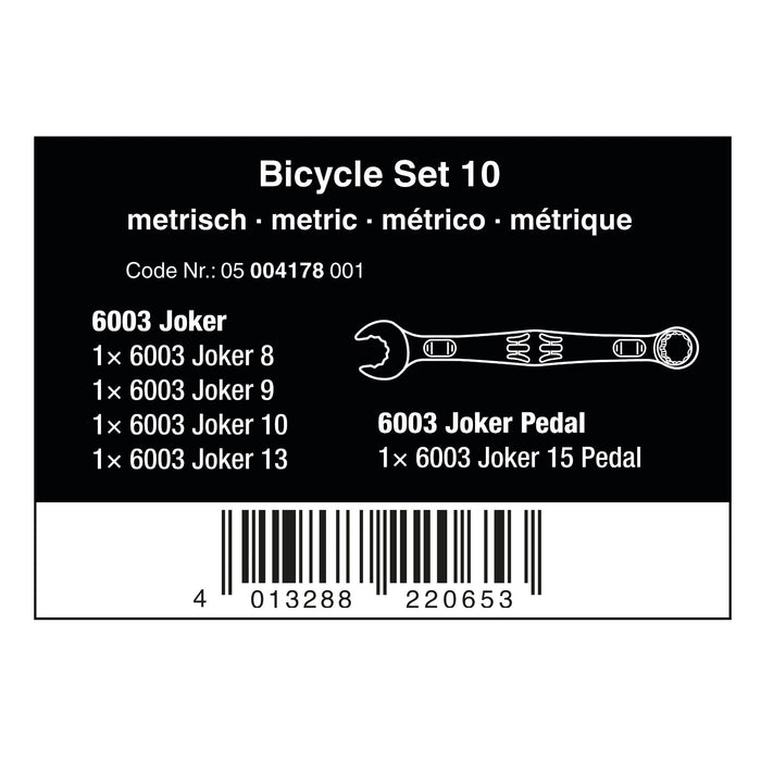 Wera 5 Piece Bicycle Set 10 Combination Spanner Set 004178
