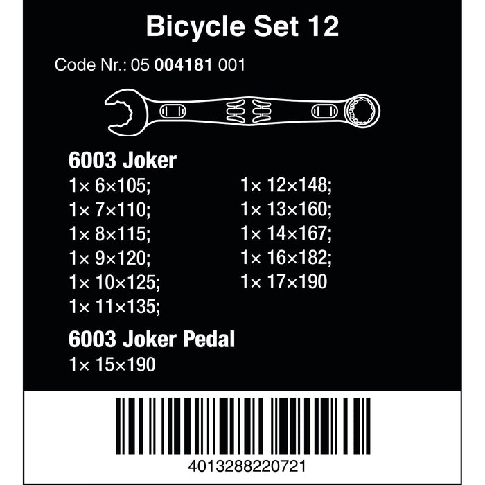 Wera 12 Piece Bicycle Set 12 Combination Spanner Set 004181