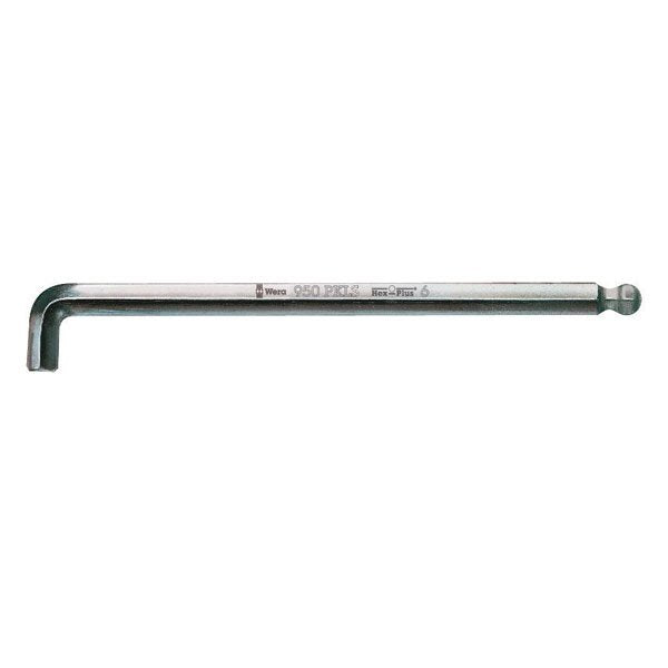 Wera 950 Long Arm Ball End Hex Key Chrome Plated - Metric 