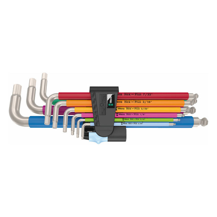 Wera 3950/9 Hex-Plus Multicolour SAE Stainless 1 L-Key 9 Pce Set 022860