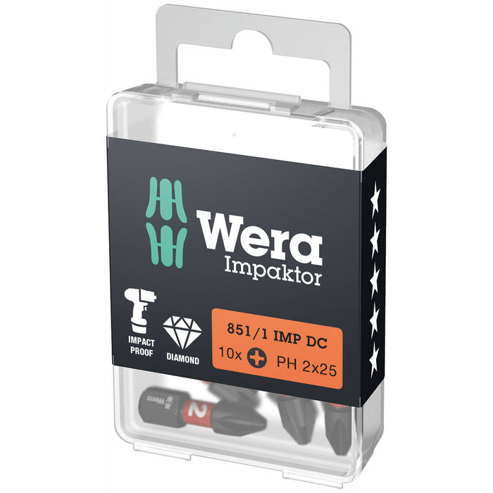 Wera 851/1 Phillips Impaktor DC Bit 2x25mm 10 Pack 057616