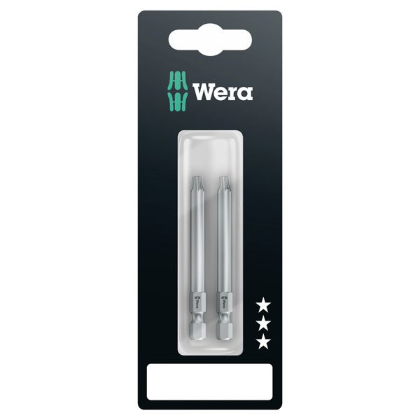 Wera 867/4 Z Torx BO Bits With Bore Hole TX25 x 70mm, 2 Pce 073071