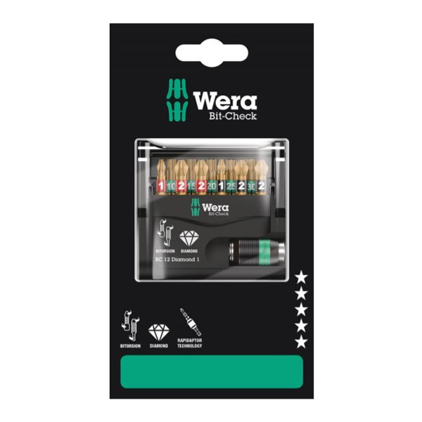 Wera Bit-Check 12 Diamond Bit Set 12 Pce 136392