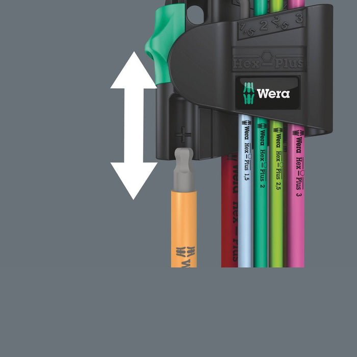 Wera 950/7 Hex-Plus + Ball End Multicolour Magnetic L-Key Set Metric 7 Pce 022534
